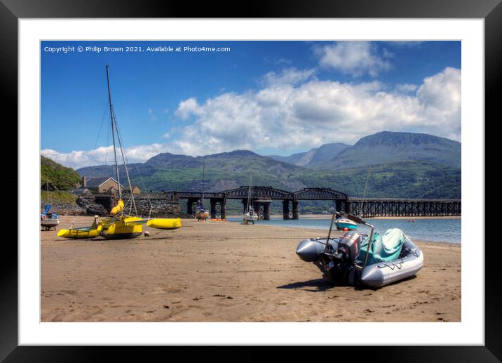 Barmouth Beach and Bridge Framed Mounted Print by Philip Brown