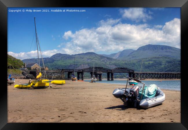 Barmouth Beach and Bridge Framed Print by Philip Brown