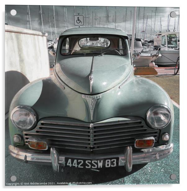 Peugeot 203 with faded color Acrylic by Ann Biddlecombe