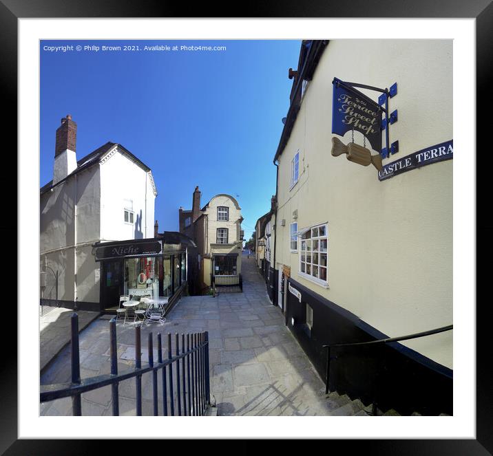 Castle Terrace in Bridgnorth, Shropshire Framed Mounted Print by Philip Brown