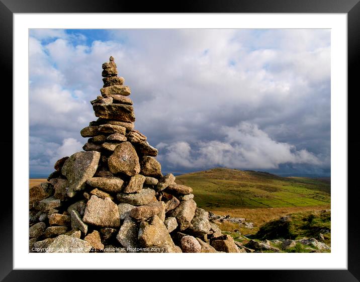 Cairn on top of Roughtor Framed Mounted Print by Nik Taylor