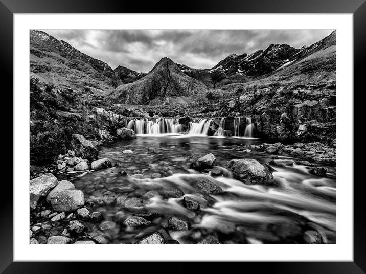 Fairy Pools and Cuillin Mountains Framed Mounted Print by John Frid