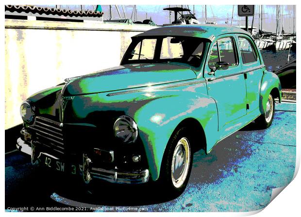 Posterized Peugeot 203 side view  Print by Ann Biddlecombe