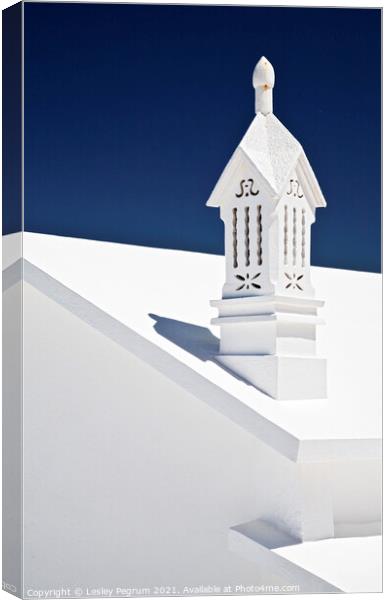 White Chimney with Blue Sky Canvas Print by Lesley Pegrum