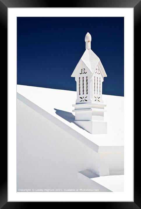White Chimney with Blue Sky Framed Mounted Print by Lesley Pegrum