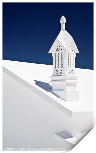 White Chimney with Blue Sky Print by Lesley Pegrum