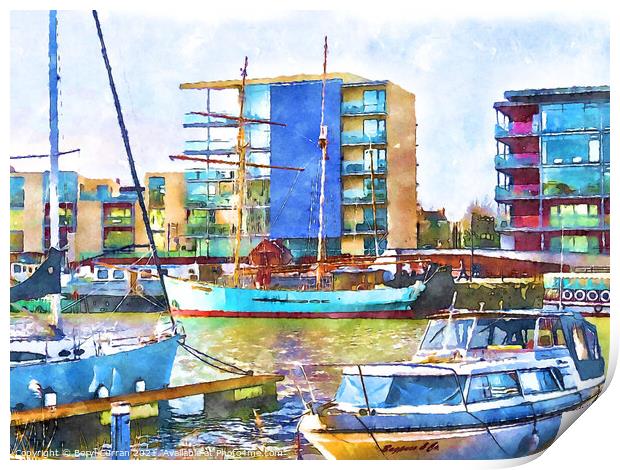 Vibrant Bristol Harbour Scene Print by Beryl Curran