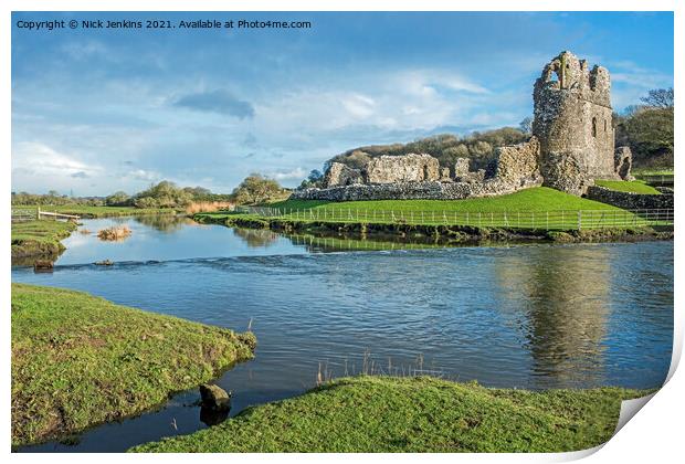 Ogmore Castle Ruins at Ogmore Village South Wales Print by Nick Jenkins