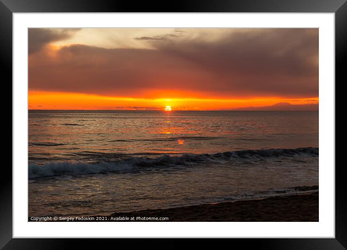 Sunset over sea.  Framed Mounted Print by Sergey Fedoskin