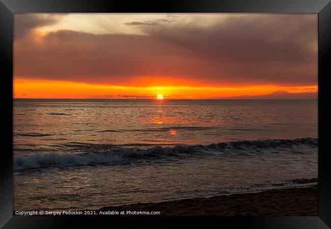 Sunset over sea.  Framed Print by Sergey Fedoskin