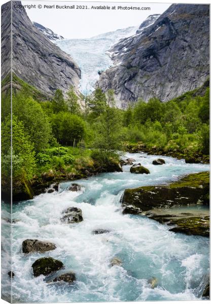 Glacial River Jostedalsbreen National Park Norway Canvas Print by Pearl Bucknall