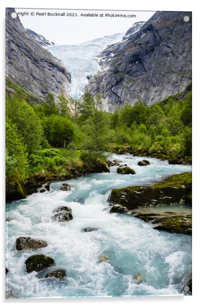 Glacial River Jostedalsbreen National Park Norway Acrylic by Pearl Bucknall