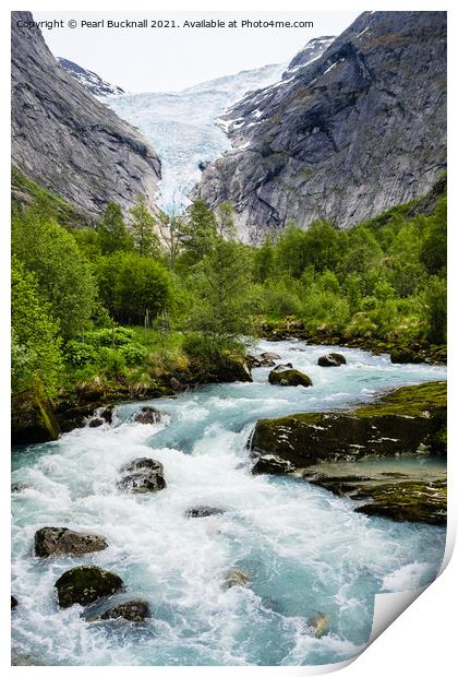 Glacial River Jostedalsbreen National Park Norway Print by Pearl Bucknall