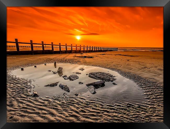 Splash Point Sunset Wales  Framed Print by Darren Wilkes