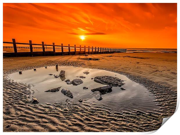 Splash Point Sunset Wales  Print by Darren Wilkes