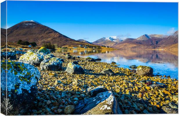 Loch Ainort and the Red Cuillins. Canvas Print by Bill Allsopp