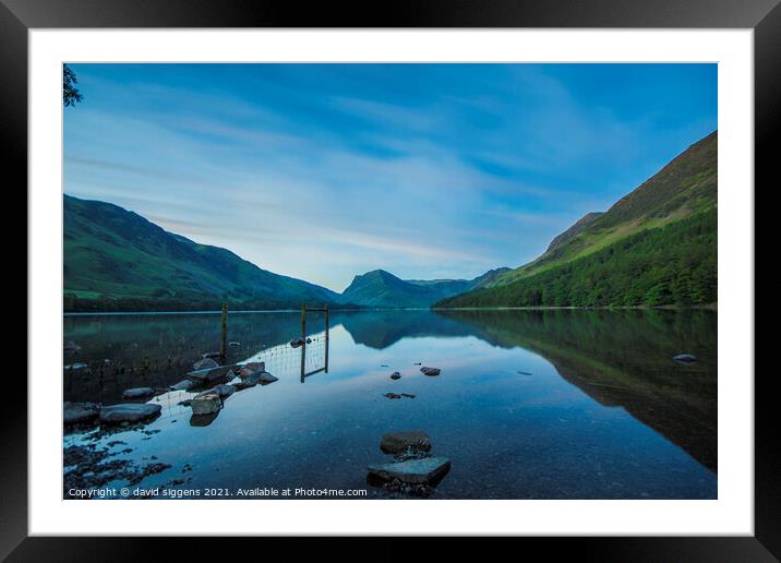 Buttermere reflections Framed Mounted Print by david siggens