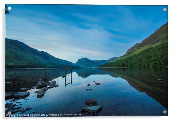 Buttermere reflections Acrylic by david siggens
