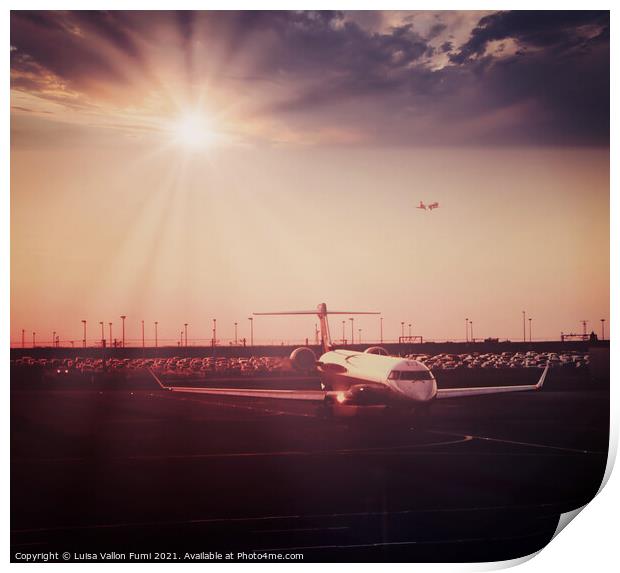 Airport sunset Print by Luisa Vallon Fumi