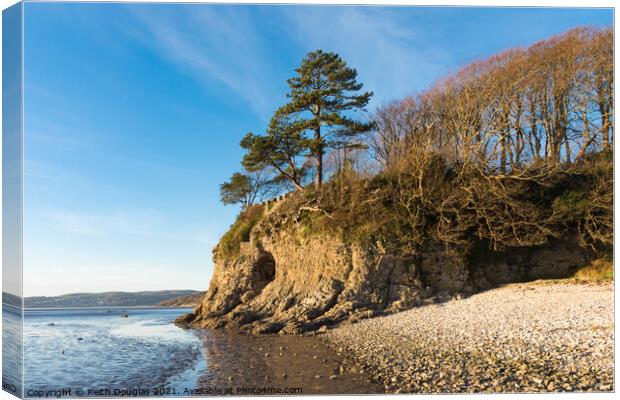 Silverdale sea cliff, cave and cove Canvas Print by Keith Douglas