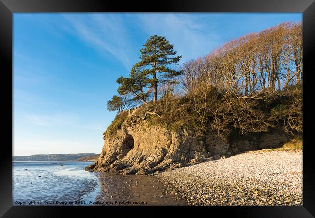 Silverdale sea cliff, cave and cove Framed Print by Keith Douglas