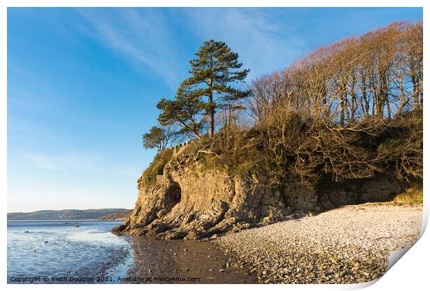 Silverdale sea cliff, cave and cove Print by Keith Douglas