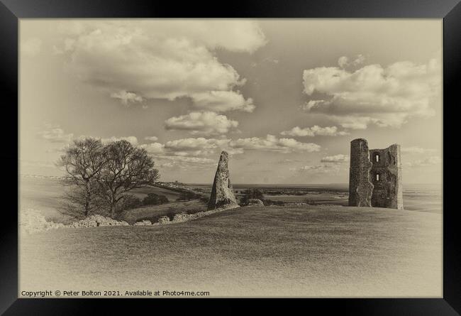 Ruins of Hadleigh Castle, Essex, UK. Monochrome process. Framed Print by Peter Bolton