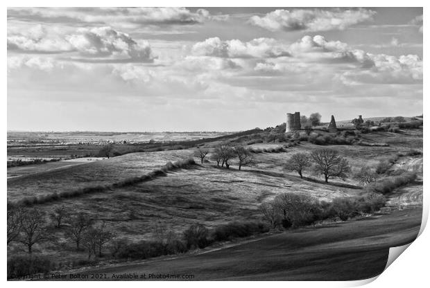Landscape at Hadleigh in Essex including ruins of Hadleigh Castle Print by Peter Bolton