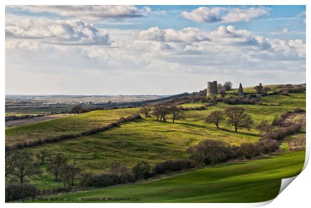 Landscape at Hadleigh in Essex including ruins of Hadleigh Castle Print by Peter Bolton