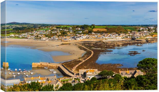 Marazion from Saint Michael's Mount, Cornwall. Canvas Print by Maggie McCall