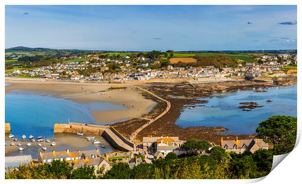 Marazion from Saint Michael's Mount, Cornwall. Print by Maggie McCall