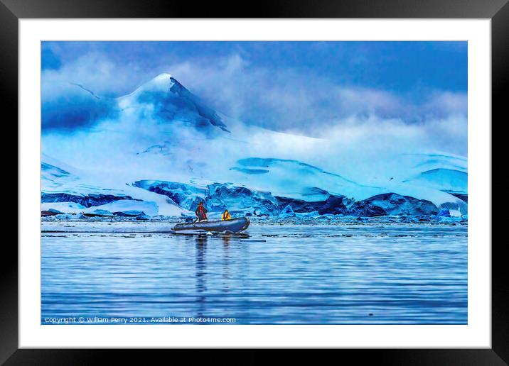 Boat Glacier Snow Mountains Paradise Bay Skintorp Cove Antarctic Framed Mounted Print by William Perry