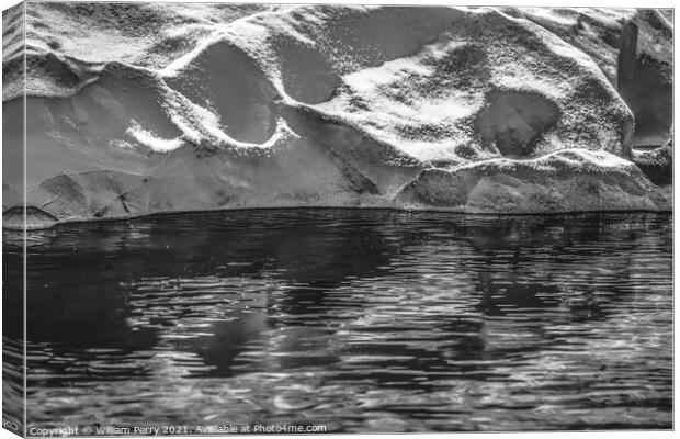 Black and White Glacier Reflection Paradise Bay Skintorp Cove An Canvas Print by William Perry