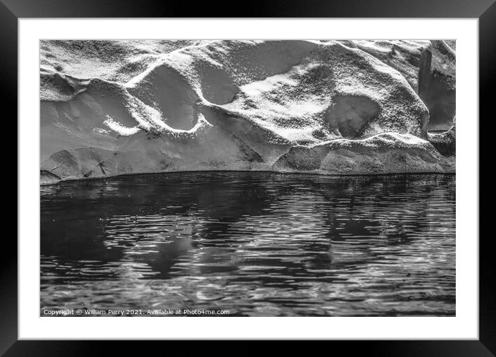 Black and White Glacier Reflection Paradise Bay Skintorp Cove An Framed Mounted Print by William Perry