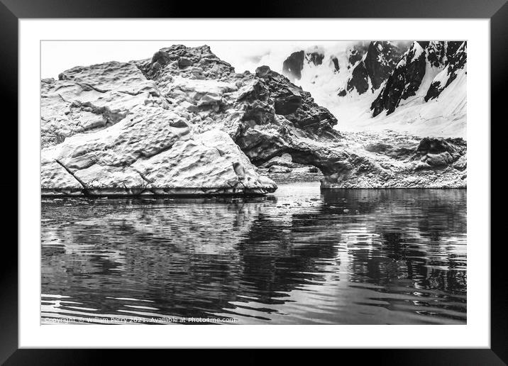 Black White Iceberg Arch Reflection Paradise Bay Skintorp Cove A Framed Mounted Print by William Perry
