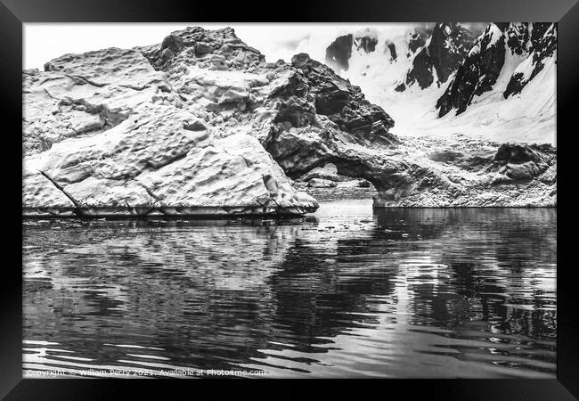 Black White Iceberg Arch Reflection Paradise Bay Skintorp Cove A Framed Print by William Perry