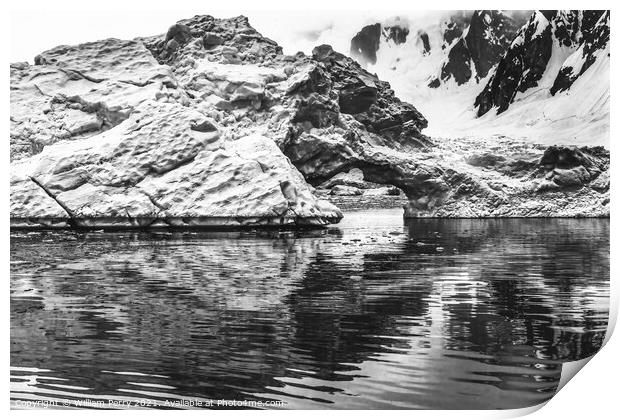 Black White Iceberg Arch Reflection Paradise Bay Skintorp Cove A Print by William Perry