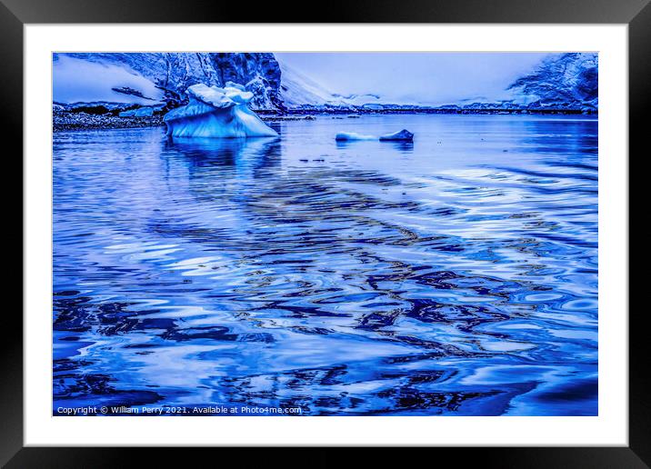 Blue Glacier Snow Mountains Paradise Bay Skintorp Cove Antarctic Framed Mounted Print by William Perry