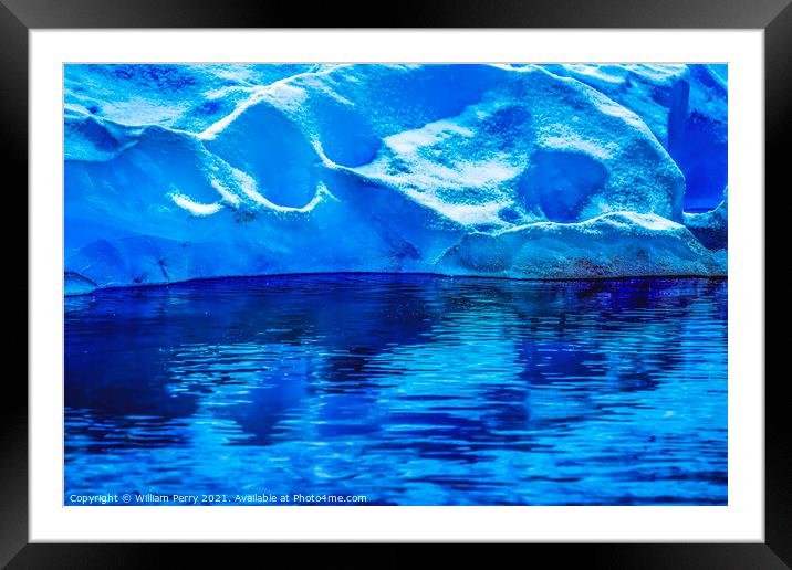 Blue Glacier Reflection Paradise Bay Skintorp Cove Antarctica Framed Mounted Print by William Perry