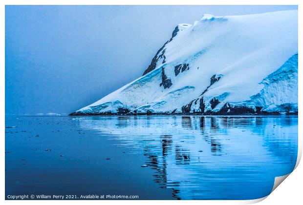 Blue Glacier Snow Mountains Paradise Bay Skintorp Cove Antarctic Print by William Perry