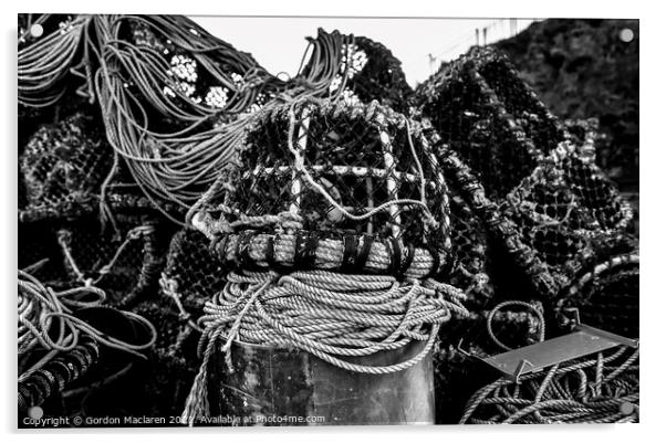 Lobster Pots Mevagissey Cornwall Acrylic by Gordon Maclaren