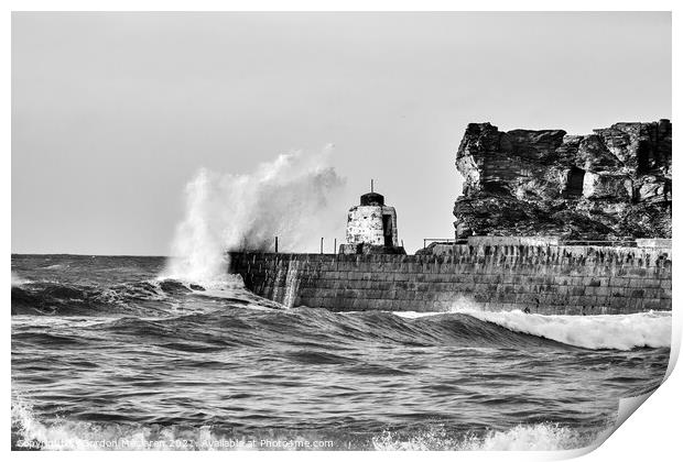 Rough seas at Portreath Cornwall Print by Gordon Maclaren