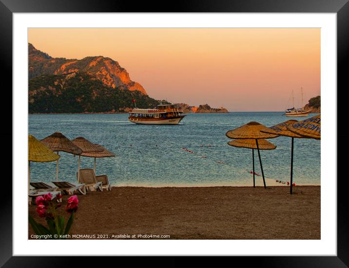 Icmeler beach at sunset, Turkey Framed Mounted Print by Keith McManus
