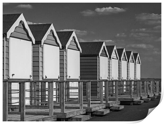 Closed beach huts at Lytham St Annes  Print by Vicky Outen