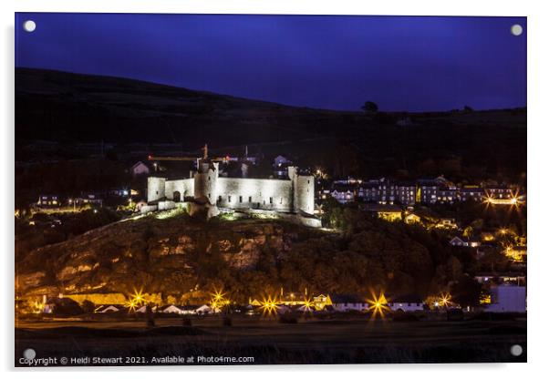 Harlech Castle at Night Acrylic by Heidi Stewart