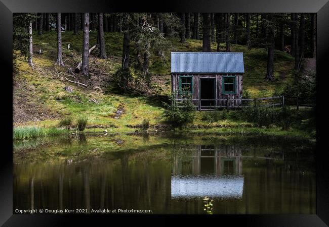 The woodshed, reflections at Highland Folk Museum, Newtonmore. Framed Print by Douglas Kerr