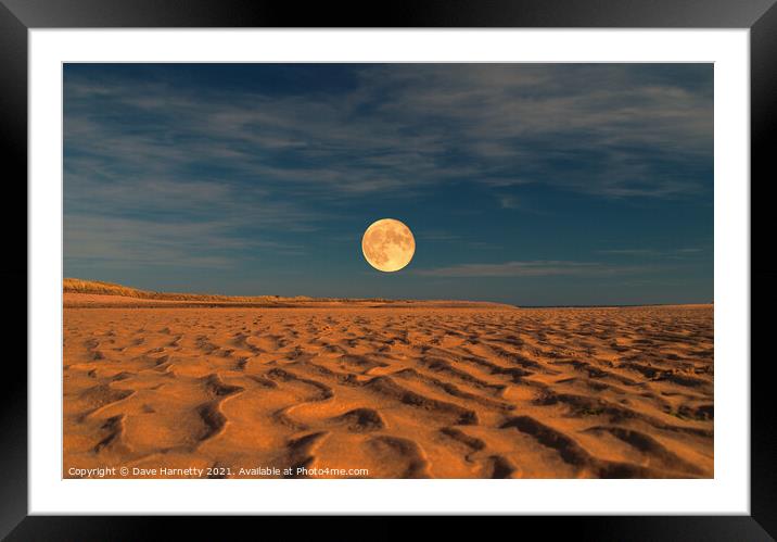 Moon across the Sands Framed Mounted Print by Dave Harnetty