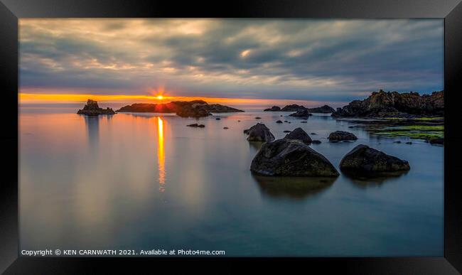 'Golden Horizon: A Captivating Coastal Sunset' Framed Print by KEN CARNWATH