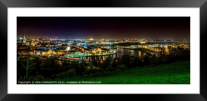 "Illuminated Beauty: Three Bridges Uniting Derry" Framed Mounted Print by KEN CARNWATH