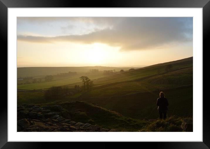 Sunset over Hadrian's Wall Framed Mounted Print by Peter Wiseman